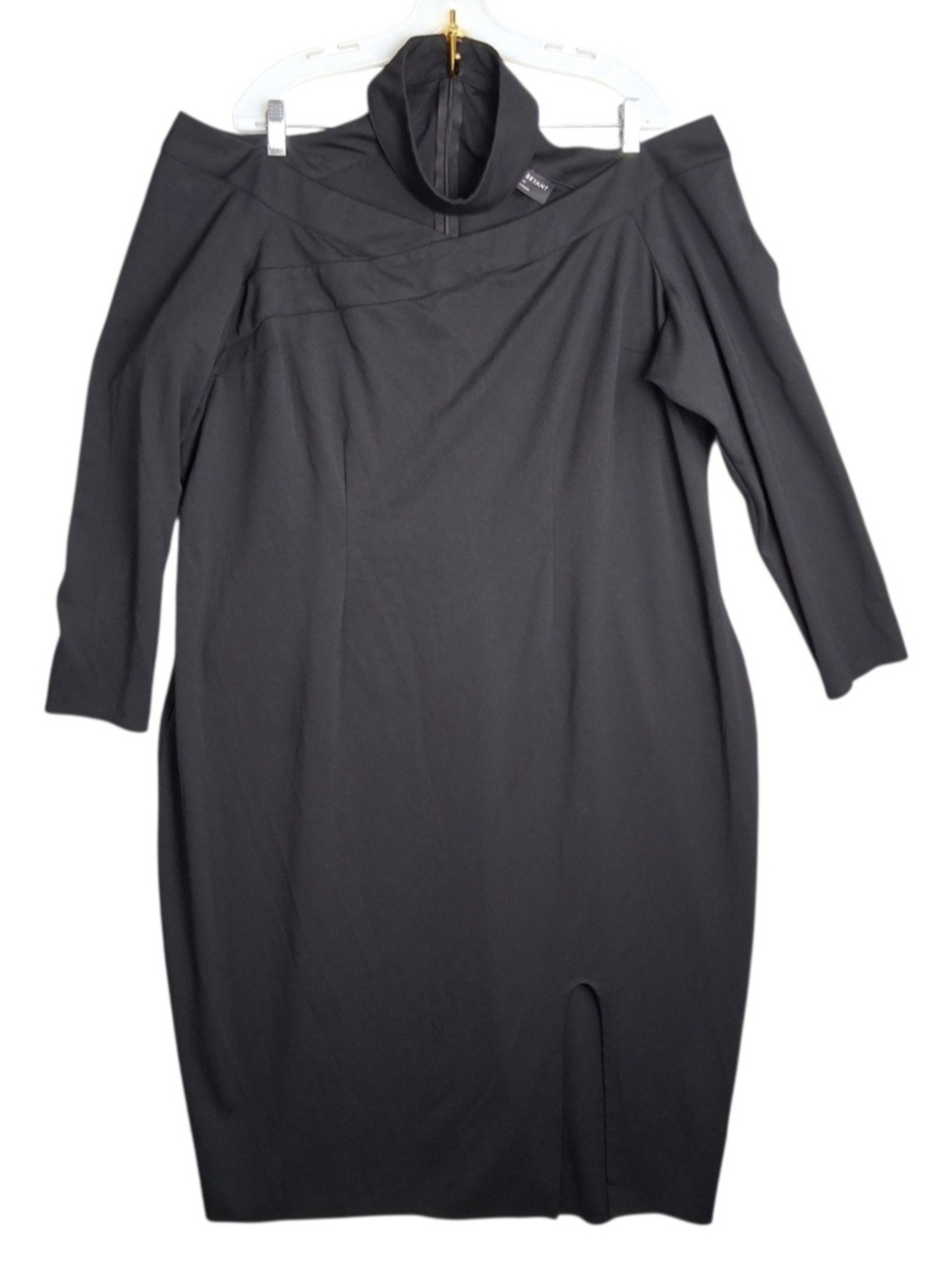 Lane Bryant Sz 24 Black Choker Neck Off The Shoulder Slit Cocktail Sheath Dress